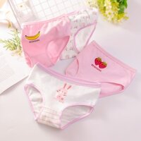 Bộ 3 Quần Lót Cotton In Hình Thỏ Hoạt Hình Cho Bé Gái