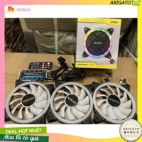 BỘ 3 QUẠT TẢN NHIỆT LED RGB ARIGATO  HIỆU ỨNG MÀU CẦU VỒNG SIÊU ĐẸP [NM-shop]