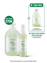 Bộ 3 rau má & diếp cá Herbario: Nước tẩy trang 300ml + Sữa rửa mặt 200ml + Xịt khoáng 100ml