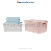 Bộ 3 Rổ nắp chữ nhật, Giỏ nhựa có nắp chắc chắn đựng đồ đa năng 3336/37/38 Nhựa Việt Nhật Shop