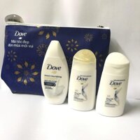 Bộ 3 sản phẩm dầu gội 50g + kem xả 50g + sữa tắm Dove 45ml (Tặng kèm 1 túi đựng mỹ phẩm xinh xắn nhé)