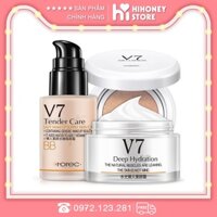 Bộ 3 Sản phẩm kem dưỡng trắng da mặt, kem  nền BB, phấn nước che khuyết điểm V7 Air Cushion