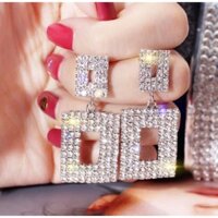 Bộ 3 sản phẩm khuyên tai bạc 925 và chocker đá sáng cao cấp