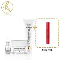 Bộ 3 sản phẩm Trắng Da Ngừa Nám KN Beauty chuyên sâu:Kem dưỡng 25g + Serum 30ml+ Tẩy tế bào chết 120ml+ Tặng son 3CE