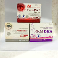 Bộ 3 Sắt Chela-Ferr Forte + Gold DHA + Canxi Chela-Calcium D3( Nội địa BaLan)