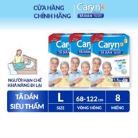Bộ 3 Tã/Bỉm dán người lớn siêu thấm Caryn dành cho người hạn chế khả năng đi lại Size L (8/10/20/40pcs)