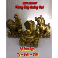 Bộ 3 tam hợp tỵ dậu sửu bằng đồng cao 12cm