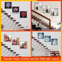 Bộ 3 tấm tranh dán tường cầu thang kích thước 30x30cm x 3 tấm, kèm băng dính xốp