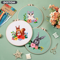 Bộ 3 Thêu Với Họa Tiết Động Vật Trừu Tượng Có Thể Điều Chỉnh Thêu Hoop Cross Stitch Starter Kits Dành Cho Người Mới Bắt Đầu