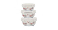 Bộ 3 thố gốm sứ cao cấp Hoa Ly Food Container DongHwa B1505S3