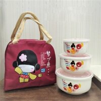 bộ 3 thố sứ có nắp & túi giữ nhiệt - bộ 3 thố sứ có nắp & túi giữ nhiệt