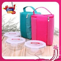 Bộ 3 thố thủy tinh Lock Lock 400ml tặng Túi giữ nhiệt