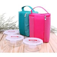 Bộ 3 thố thủy tinh Lock&Lock 380ml tặng túi giữ nhiệt