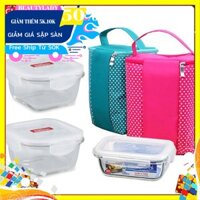 Bộ 3 thố thủy tinh Lock&Lock 500-500-420ml tặng túi giữ nhiệt