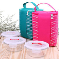 Bộ 3 thố thủy tinh Lock&Lock LLG822 400ml tặng túi giữ nhiệt