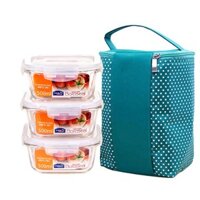 Bộ 3 thố thủy tinh Lock&Lock 500ml tặng túi giữ nhiệt