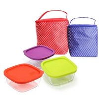 Bộ 3 Thố thủy tinh Lock&Lock 410ml tặng túi giữ nhiệt