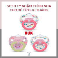 Bộ 3 ti giả / ty ngậm chỉnh nha silicone cho bé từ 0-18 tháng - NUK