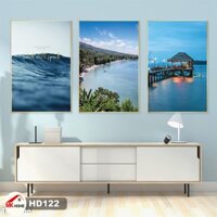 Bộ 3 Tranh Cảnh Biển HD122 | Tranh Canvas Cao Cấp | Tranh Phòng Khách | Tranh Phòng Ngủ | Tranh Cầu Thang