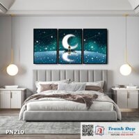 Bộ 3 tranh canvas trang trí phòng ngủ - Đêm sao băng - PN210