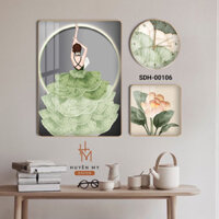Bộ 3 Tranh Đồng Hồ Tráng Gương Cao Cấp, Tranh Treo Tường Decor, Trang Trí Phòng Khách, Spa, Quán Cà Phê - Huyền My Decor