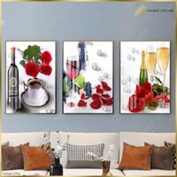 Bộ 3 Tranh Rượu Vang Và Hoa Hồng VZ46C1996