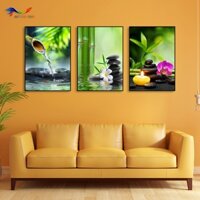 Bộ 3 tranh SPA, tranh gỗ TRÁNG GƯƠNG dán tường, tặng kèm băng keo 2 mặt- Khổ 30x40cm