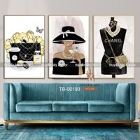 Bộ 3 Tranh Thời Trang Nghệ Thuật Trang Trí Shop Thời Trang; Shop Quần Áo Huyền My Decor TB - 00193