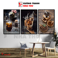 Bộ 3 Tranh Tiệm Cà Phê dán tường, tranh treo tường trí quán coffee decor quán nhiều mẫu mã - Xưởng tranh nhà Thư