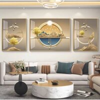 Bộ 3 Tranh Tráng Gương Ecoco phong cách hiện đại, tranh lông vũ, tranh hoa, tranh cây cỏ, tranh hiện đại, in uv 5d.