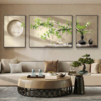 Bộ 3 Tranh Tráng Gương "HOA TUYẾT MAI"  Nghệ Thuật trang trí/Phòng Khách/ Decor Phòng Ngủ.