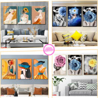 BỘ 3 TRANH TRÁNG GƯƠNG TREO TƯỜNG CHÂN DUNG CÔ GÁI NGHỆ THUẬT SANG TRỌNG HIỆN ĐẠI
