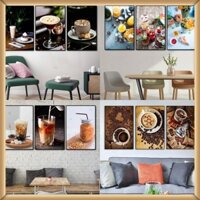 Bộ 3 tranh treo tường cà phê trang trí quán cà phê Halo Canvas - Decor trang trí nhà cửa