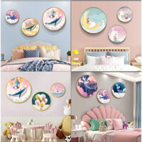 Bộ 3 Tranh Tròn Tráng Gương - Họa Tiết Cá Heo Tô Điểm Phòng Khách, Phòng Ngủ, Nhà Hàng, Quà Tặng Tân Gia
