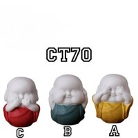 Bộ 3 Tượng Chú Tiểu Tam Không | Gốm Tử Sa | Ct70 || Mocminigarden