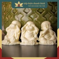 Bộ 3 Tượng Chú Tiểu Tam Không Điêu Khắc Từ Hạt Quả Tagua