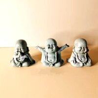 Bộ 3 tượng phật di lạc bằng bột đá - Tượng deco , trang trí , trưng bày, tiểu cảnh, bán cạn , terrarium