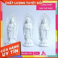 Bộ 3 Tượng Tam Thế Phật Tây Phương Tam Thánh đứng trắng ngà - Cao 18cm