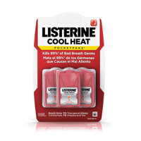 Bộ 3 vỉ miếng ngậm thơm miệng Listerine Cool Heat Pocketmist 72 miếng