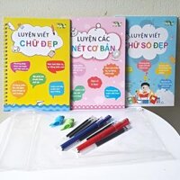 BỘ 3 VỞ LUYỆN VIẾT CHỮ ĐẸP KÈM BÚT TỰ XOÁ