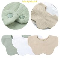 Bộ 3 Yếm Cotton Cho Bé 2 Lớp Màu Trơn Thấm Hút Nước Bọt Khăn Cho Sơ Sinh