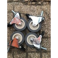 Bộ 4 bánh xe đẩy cọc vít 65mm 75mm xám khoá đạp ty10
