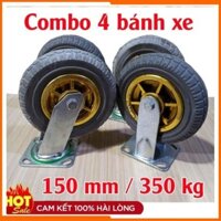 Bộ 4 Bánh Xe Đẩy Hàng cao su Chịu Lực Cao Chống Tiếng Ồn - 150mm - SẴN KHO