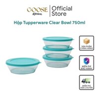 Bộ 4 bát nhựa trong Tupperware Clear Bowl 750ml (4) chính hãng hộp chịu nhiệt 110 độ, nắp kín - Goose.Kitchen