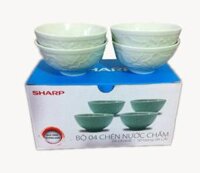 BỘ 4 BÁT NƯỚC CHẤM SHARP (Trắng, Sứ)