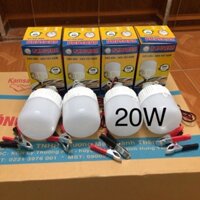 BỘ 4 BÓNG ĐÈN LED 20W/12V- KẸP BÌNH ẮC QUY.