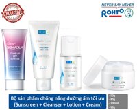 Bộ 4 bước dưỡng ẩm chống nắng Sunplay - Hada Labo (Chống nắng + Kem rửa mặt + Dung dịch dưỡng + Kem dưỡng) [bonus]