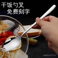 Bộ 4 cái bộ combo nĩa thìa phong cách Hàn Quốc dễ thương, nĩa salad inox hai công dụng, bộ đồ ăn sáng tạo cho trẻ em