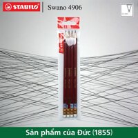 Bộ 4 cây bút chì gỗ STABILO Swano  có đầu tẩy thân đỏ (PC4906-C4)