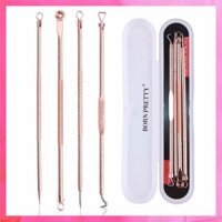 Bộ 4 cây nặn mụn chuyên nghiệp, cây nặn mụn thép không gỉ cao cấp